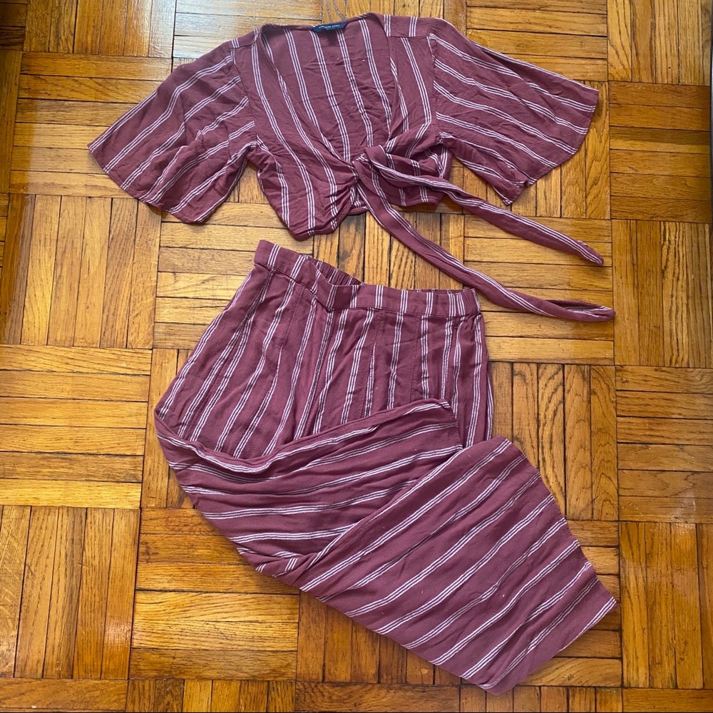 American Eagle Striped 2 Piece pants set coord